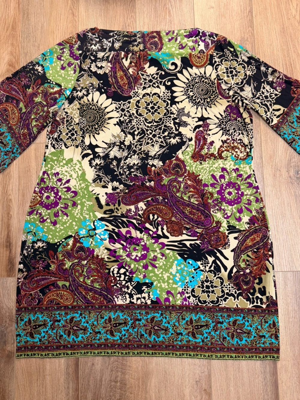 ECI NY 22W Boho Paisley Sunflower Sheath Dress Stretch 3/4 Sleeve Plus Size - Picture 8 of 16